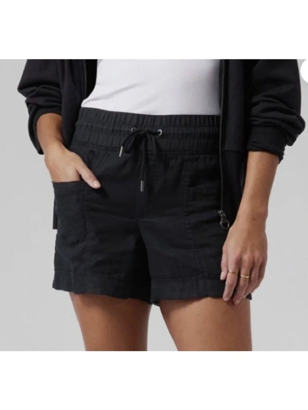 NWT Athleta Cabo Linen 4" Short Black-sz 14
